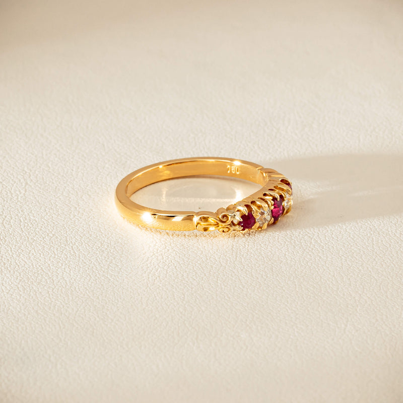 Deja Vu 18ct Yellow Gold Ruby & Diamond Ring - Ring - Walker & Hall