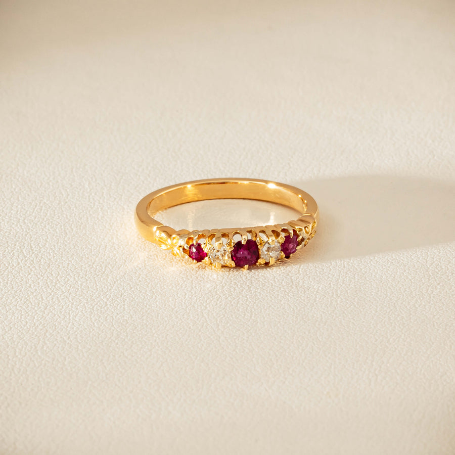 Deja Vu 18ct Yellow Gold Ruby & Diamond Ring - Ring - Walker & Hall