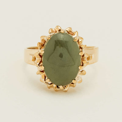 Deja Vu 9ct Yellow Gold Greenstone Decorative Ring - Ring - Walker & Hall