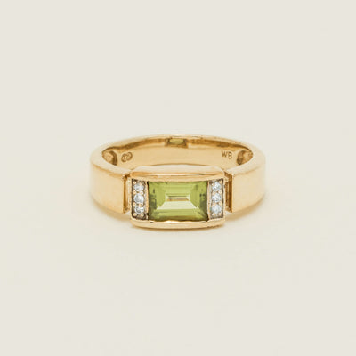 Deja Vu 9ct Yellow Gold Peridot & Diamond Ring - Ring - Walker & Hall