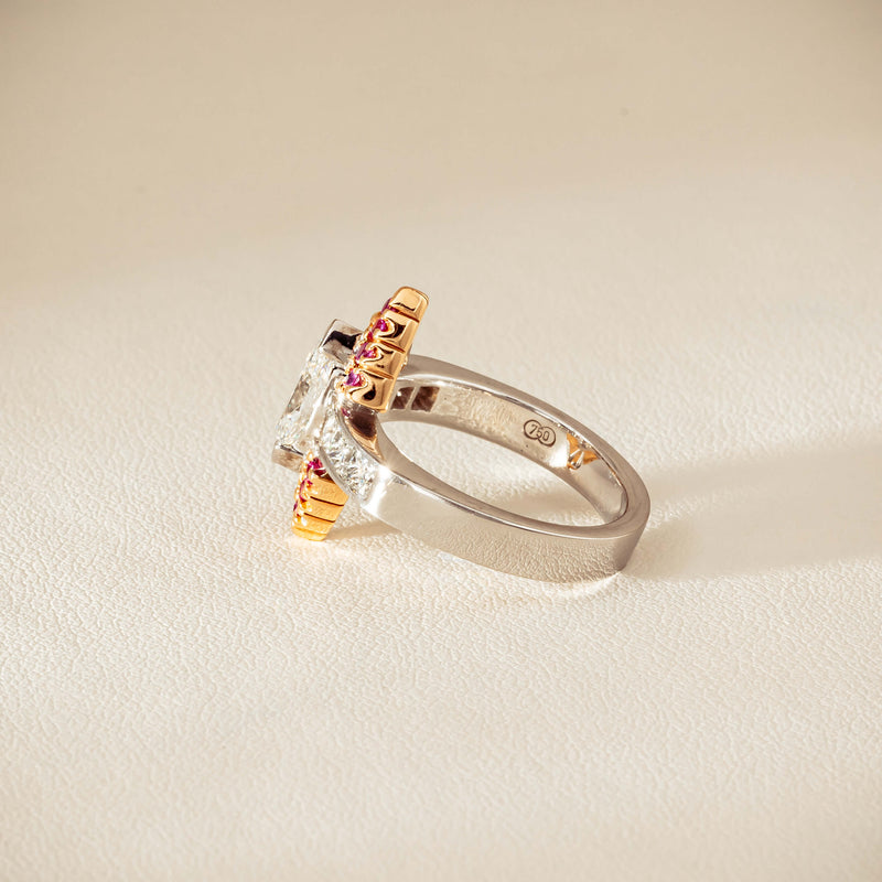 Deja Vu 18ct Bi-Tone Gold Diamond & Pink Sapphire Ring - Ring - Walker & Hall