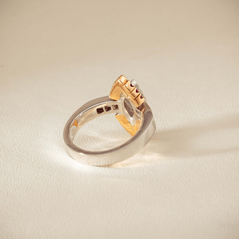 Deja Vu 18ct Bi-Tone Gold Diamond & Pink Sapphire Ring - Ring - Walker & Hall
