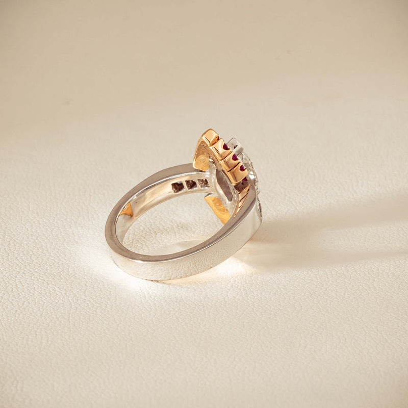 Deja Vu 18ct Bi-Tone Gold Diamond & Pink Sapphire Ring - Ring - Walker & Hall