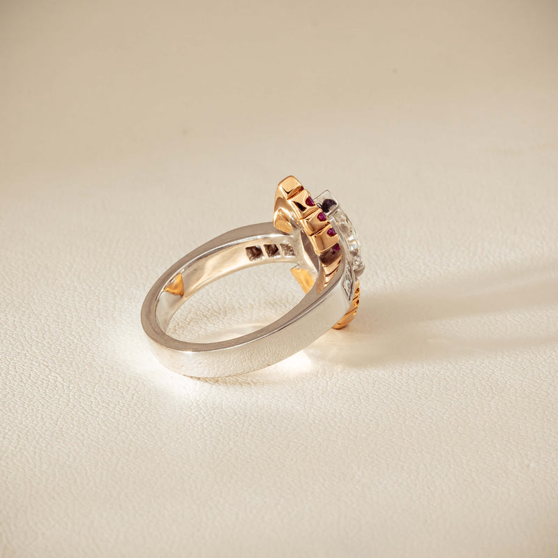 Deja Vu 18ct Bi-Tone Gold Diamond & Pink Sapphire Ring - Ring - Walker & Hall