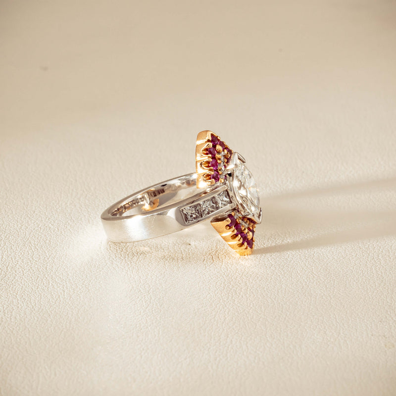 Deja Vu 18ct Bi-Tone Gold Diamond & Pink Sapphire Ring - Ring - Walker & Hall