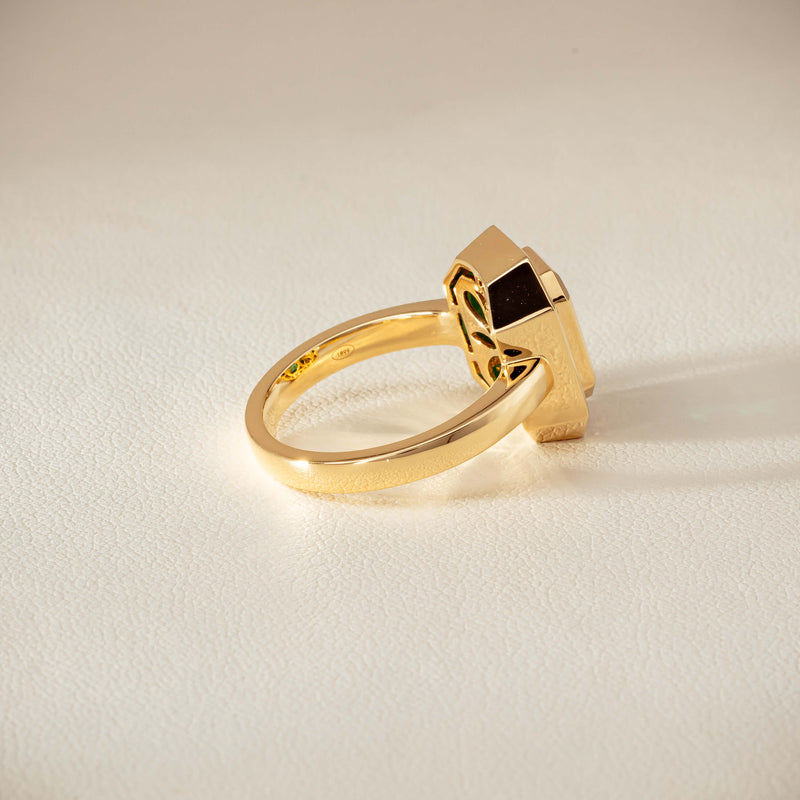 18ct Yellow Gold 2.26ct Emerald & Diamond Halo Ring