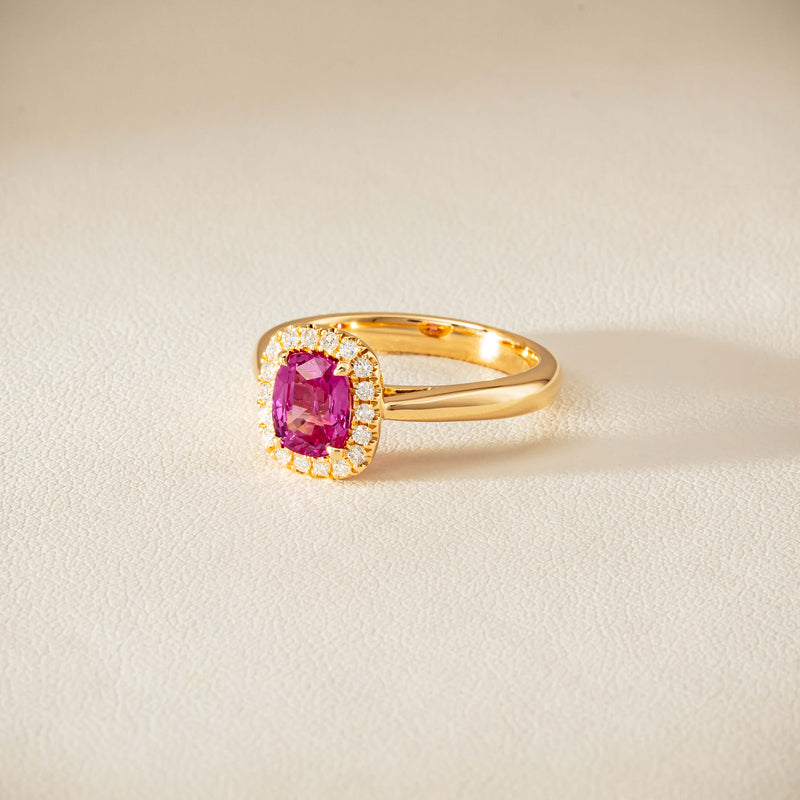 18ct Yellow Gold 1.50ct Pink Sapphire & Diamond Nina Ring