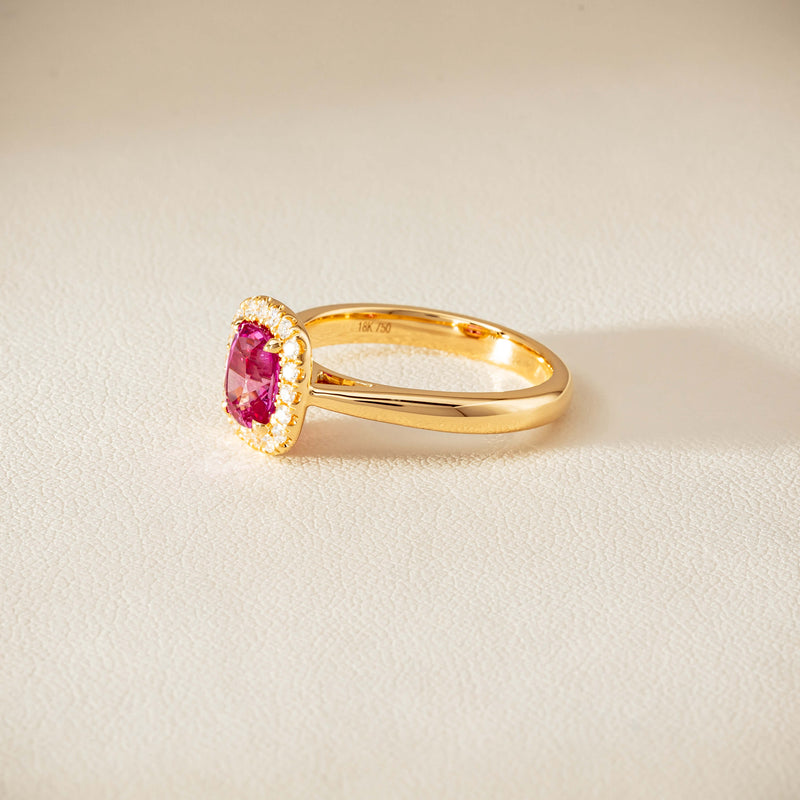 18ct Yellow Gold 1.50ct Pink Sapphire & Diamond Nina Ring