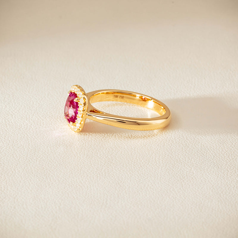 18ct Yellow Gold 1.50ct Pink Sapphire & Diamond Nina Ring