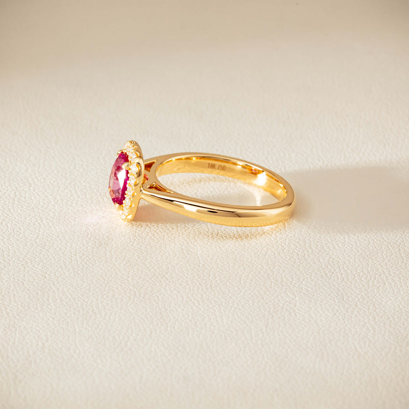 18ct Yellow Gold 1.50ct Pink Sapphire & Diamond Nina Ring