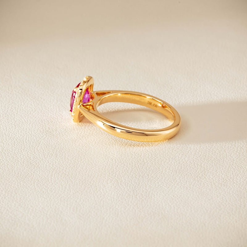 18ct Yellow Gold 1.50ct Pink Sapphire & Diamond Nina Ring