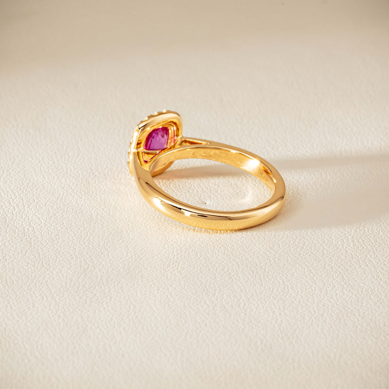 18ct Yellow Gold 1.50ct Pink Sapphire & Diamond Nina Ring