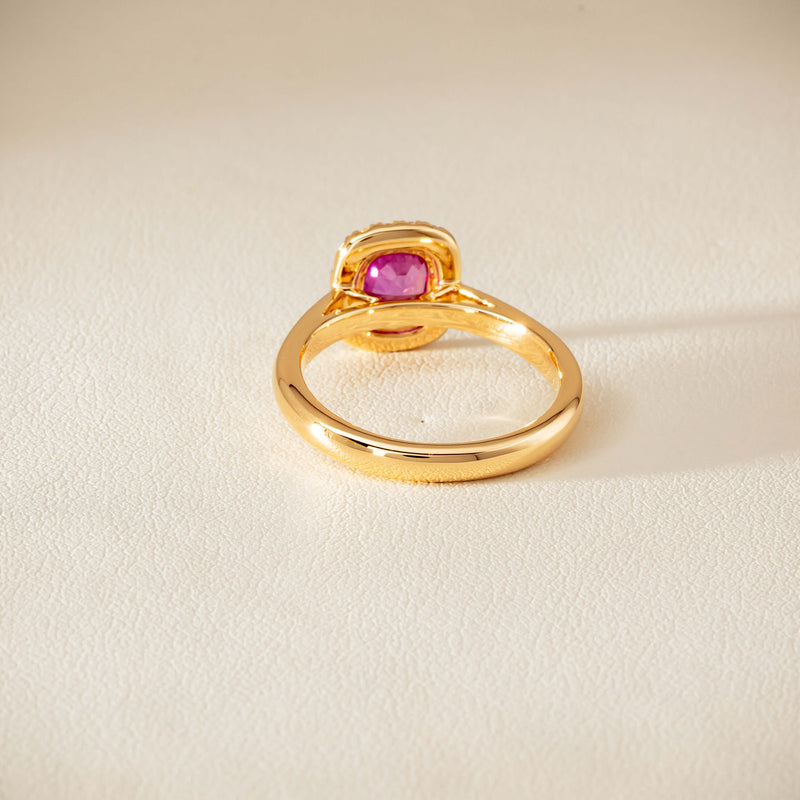 18ct Yellow Gold 1.50ct Pink Sapphire & Diamond Nina Ring