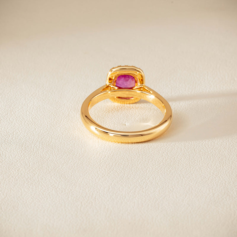 18ct Yellow Gold 1.50ct Pink Sapphire & Diamond Nina Ring