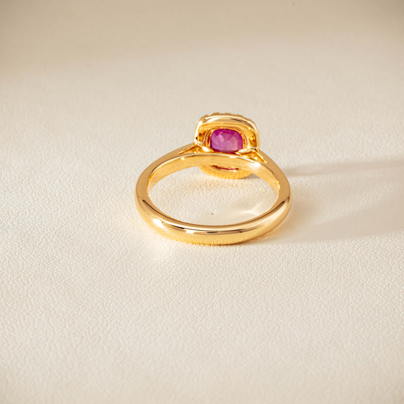 18ct Yellow Gold 1.50ct Pink Sapphire & Diamond Nina Ring