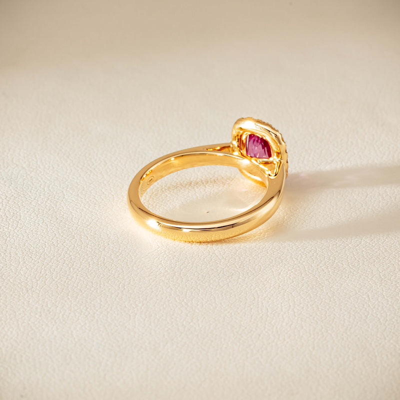 18ct Yellow Gold 1.50ct Pink Sapphire & Diamond Nina Ring