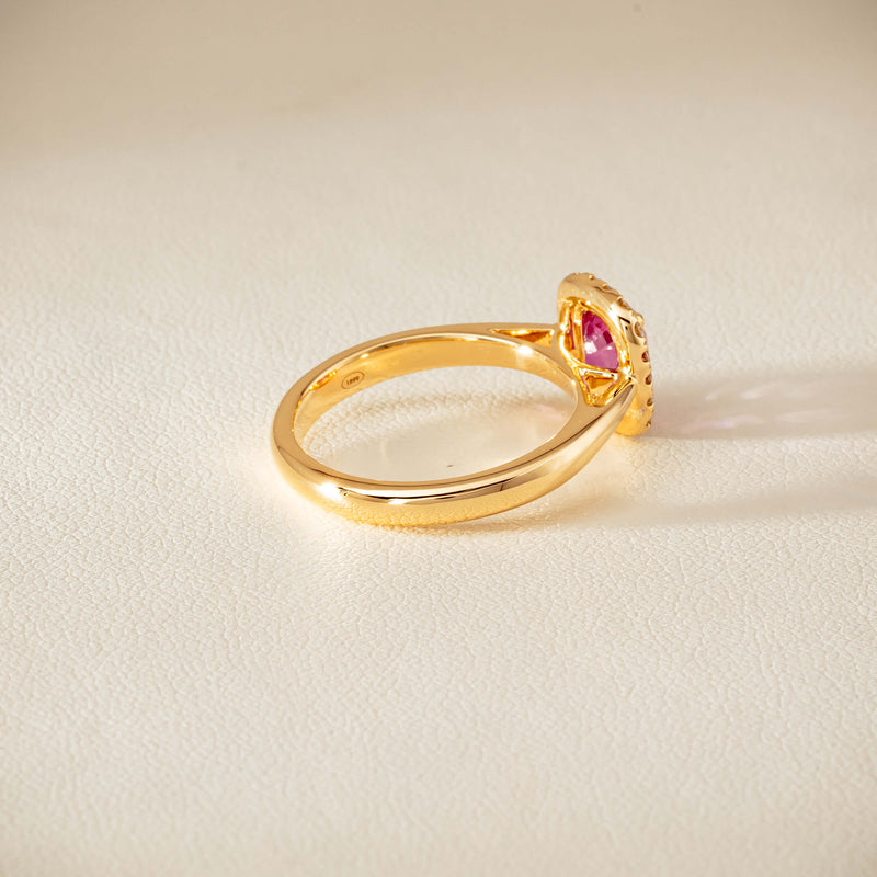 18ct Yellow Gold 1.50ct Pink Sapphire & Diamond Nina Ring