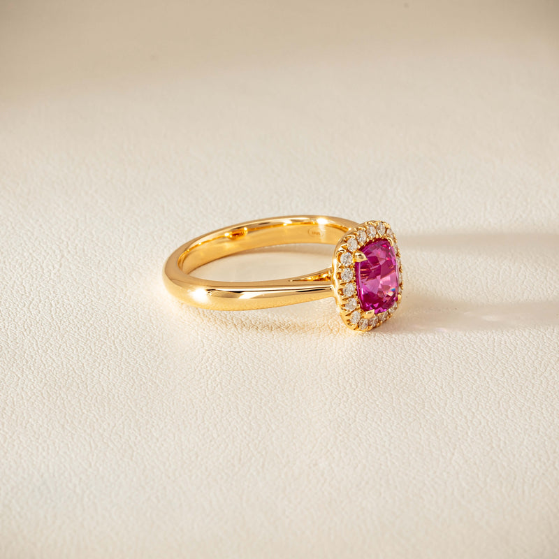 18ct Yellow Gold 1.50ct Pink Sapphire & Diamond Nina Ring