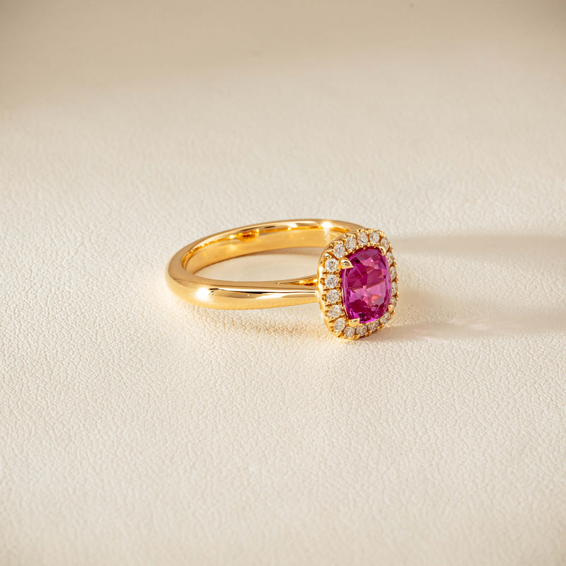 18ct Yellow Gold 1.50ct Pink Sapphire & Diamond Nina Ring