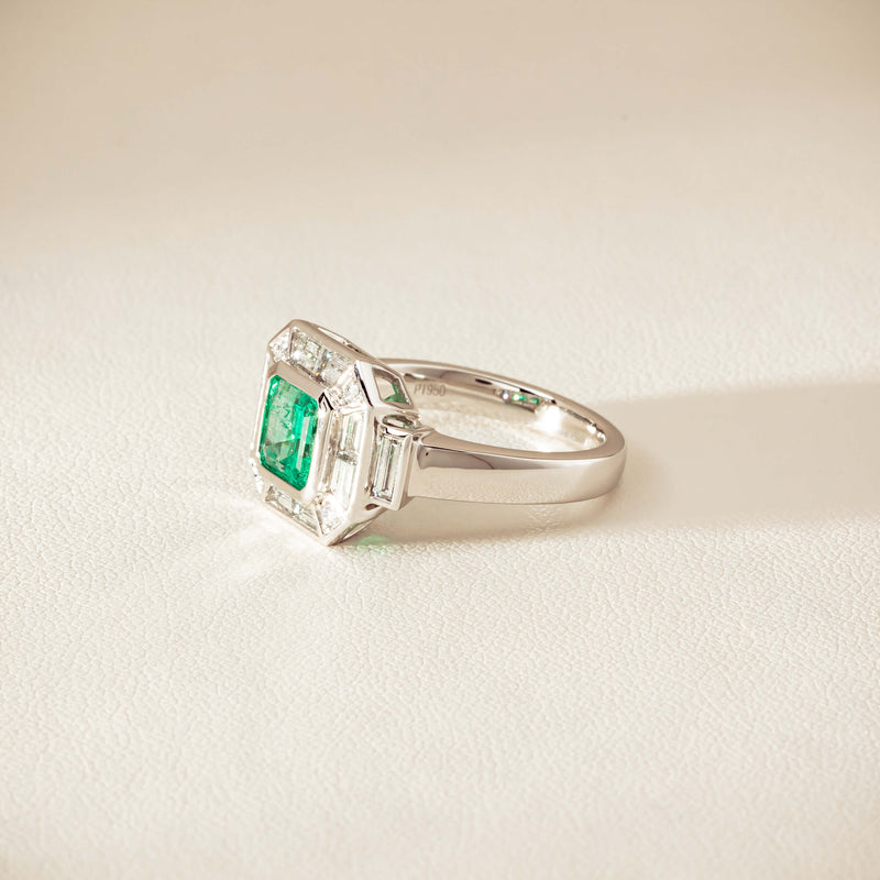 Platinum 1.68ct Emerald & Diamond Magritte Ring