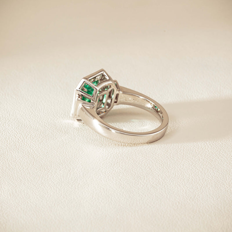 Platinum 1.68ct Emerald & Diamond Magritte Ring