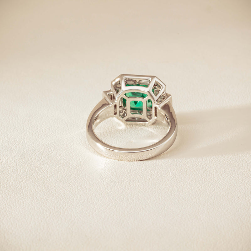 Platinum 1.68ct Emerald & Diamond Magritte Ring