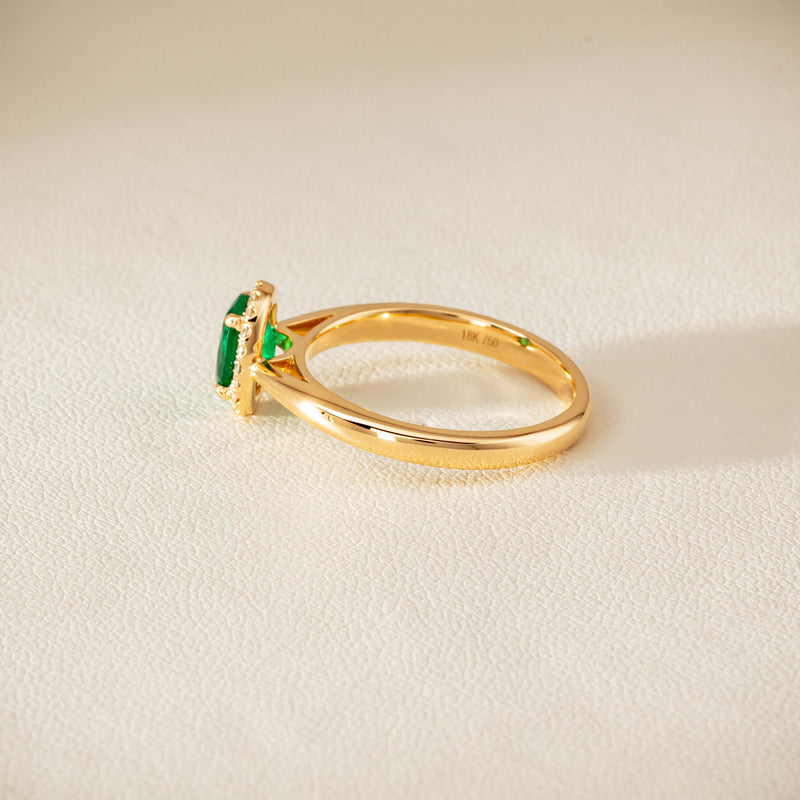18ct Yellow Gold .78ct Emerald & Diamond Nina Ring
