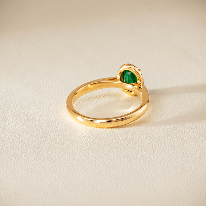 18ct Yellow Gold .78ct Emerald & Diamond Nina Ring