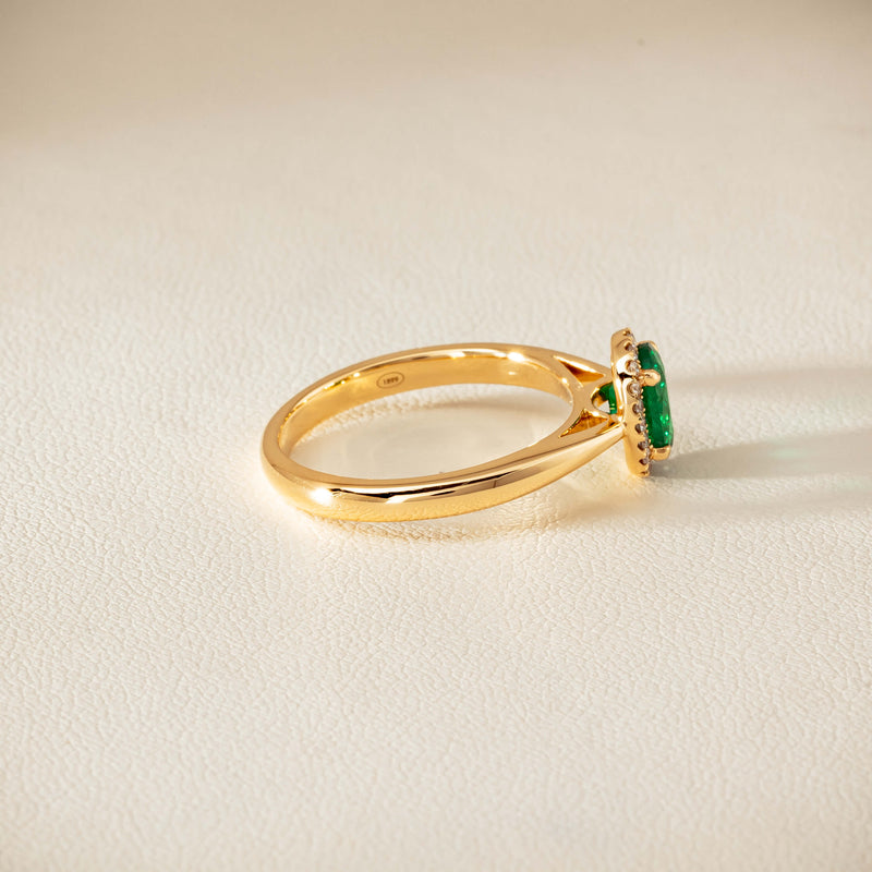 18ct Yellow Gold .78ct Emerald & Diamond Nina Ring