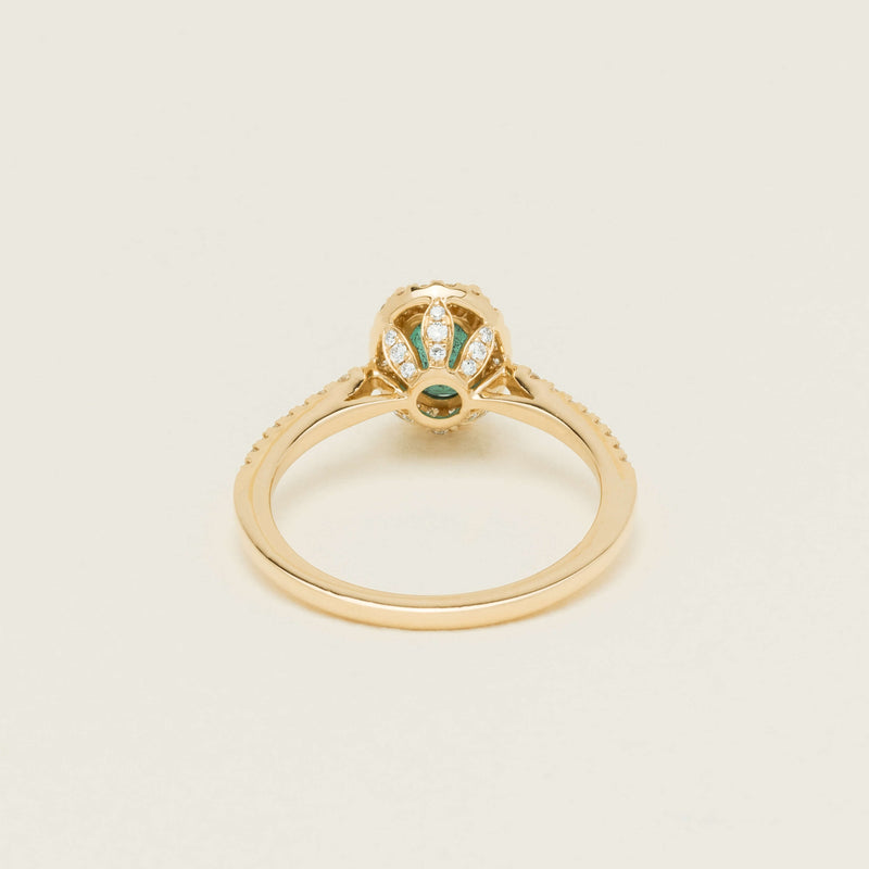 18ct Yellow Gold .72ct Emerald Diamond Mini Sierra Ring