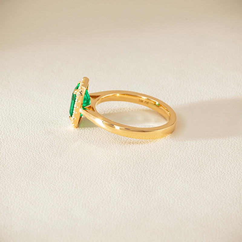 18ct Yellow Gold 1.38ct Emerald & Diamond Nina Ring