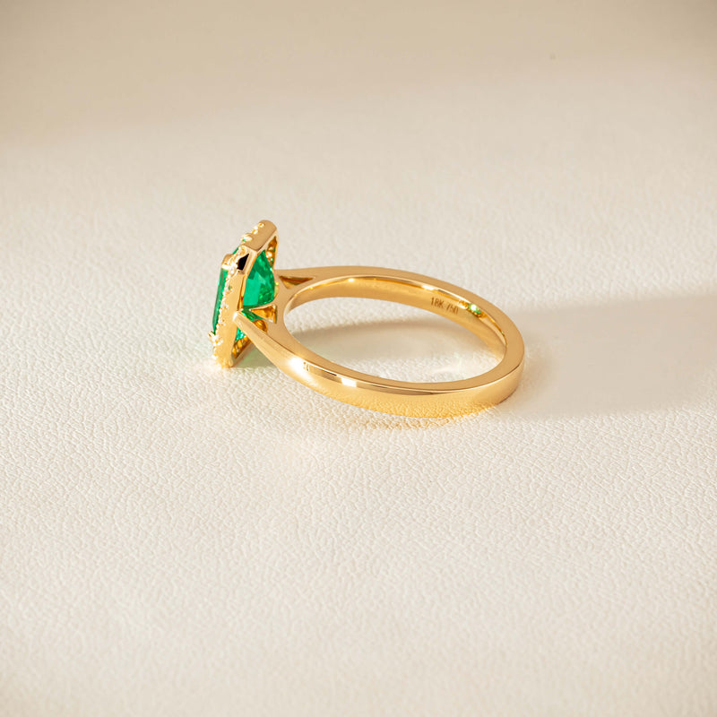 18ct Yellow Gold 1.38ct Emerald & Diamond Nina Ring