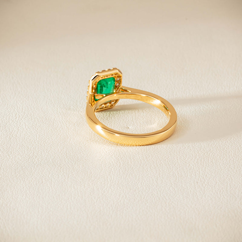 18ct Yellow Gold 1.38ct Emerald & Diamond Nina Ring