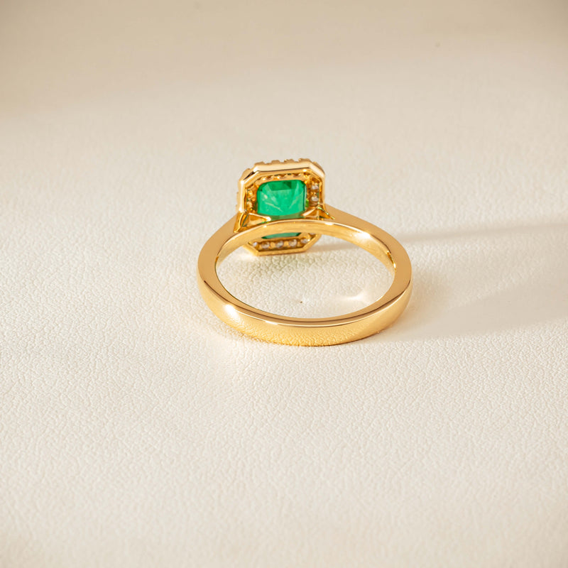 18ct Yellow Gold 1.38ct Emerald & Diamond Nina Ring