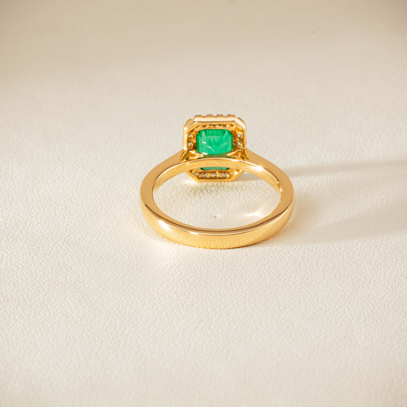 18ct Yellow Gold 1.38ct Emerald & Diamond Nina Ring