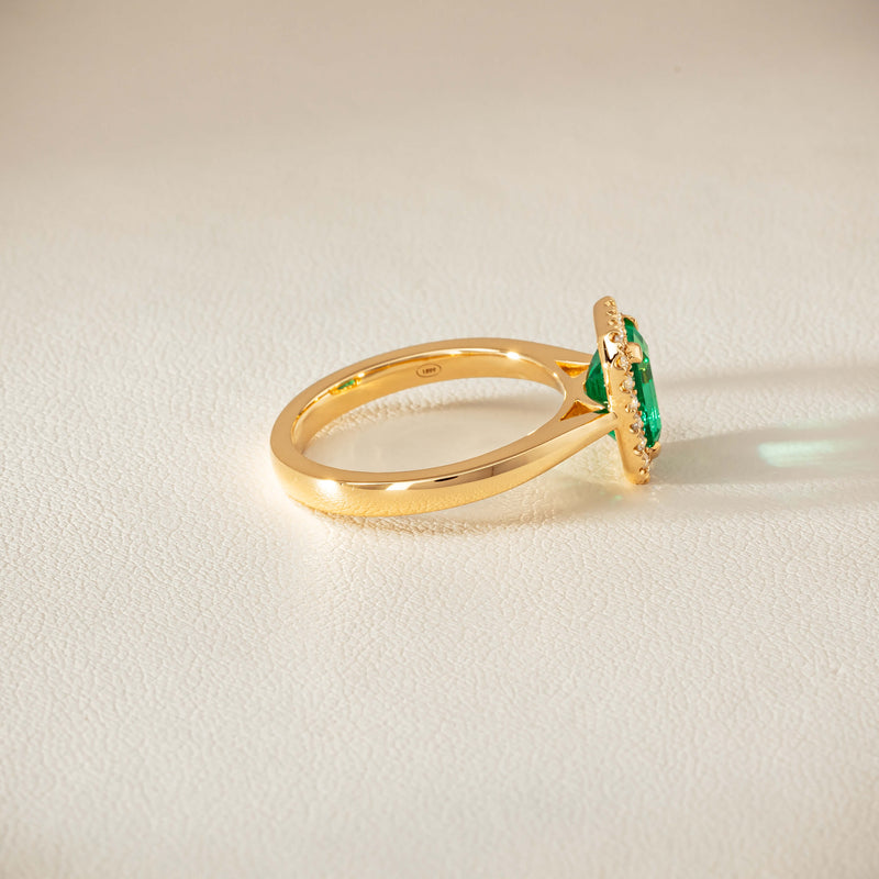18ct Yellow Gold 1.38ct Emerald & Diamond Nina Ring