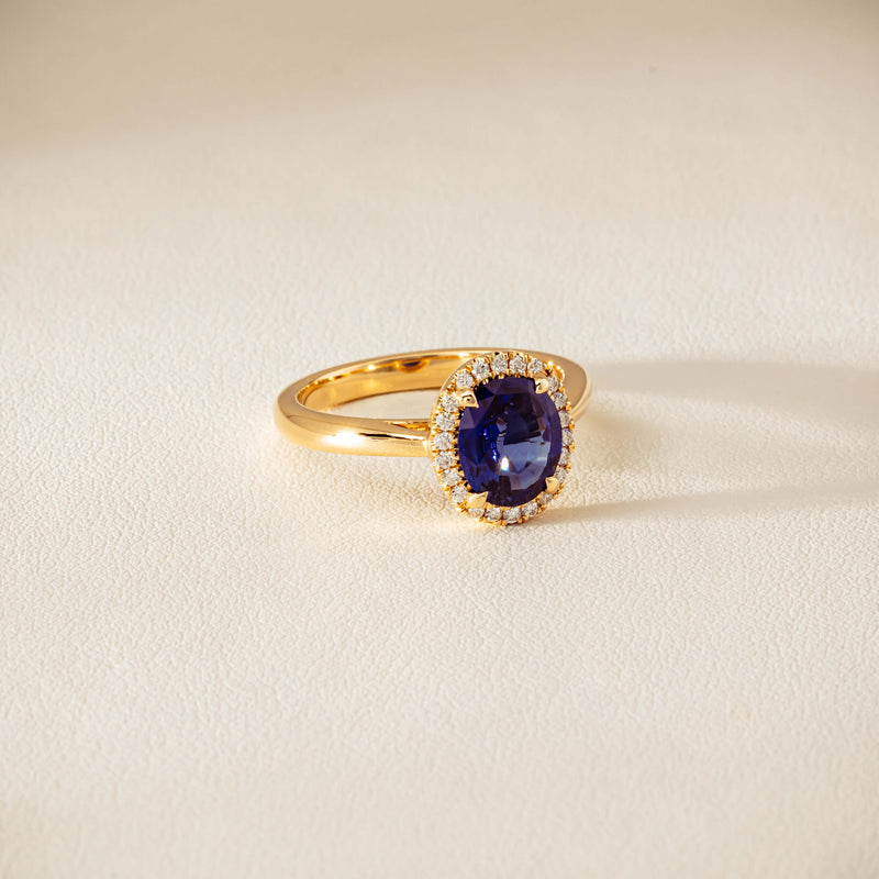18ct Yellow Gold 1.62ct Sapphire & Diamond Nina Ring