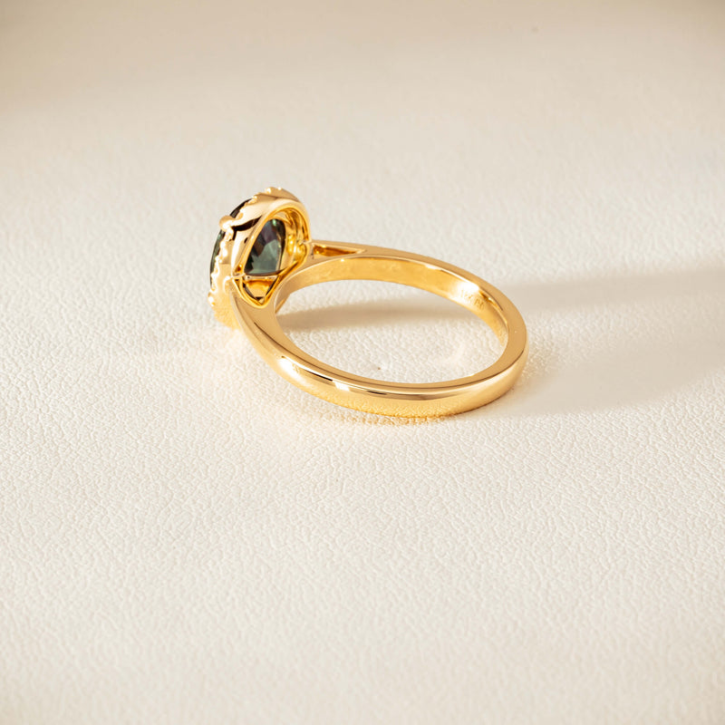 18ct Yellow Gold 2.37ct Green Sapphire & Diamond Nina Ring