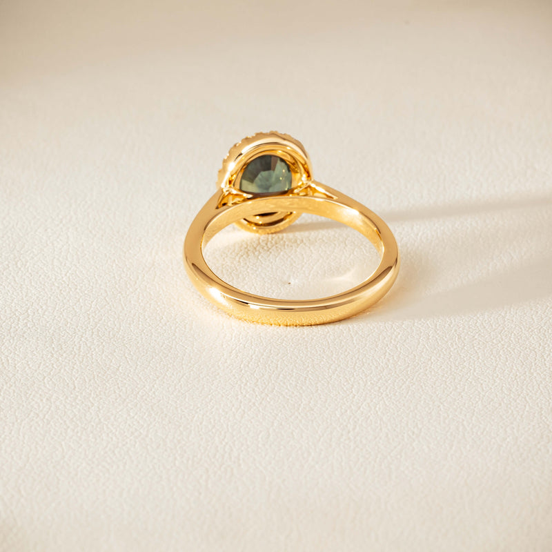 18ct Yellow Gold 2.37ct Green Sapphire & Diamond Nina Ring