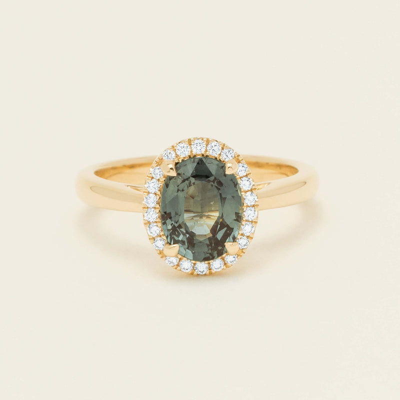 18ct Yellow Gold 2.37ct Green Sapphire & Diamond Nina Ring