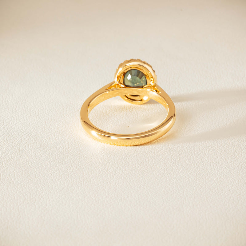 18ct Yellow Gold 2.37ct Green Sapphire & Diamond Nina Ring
