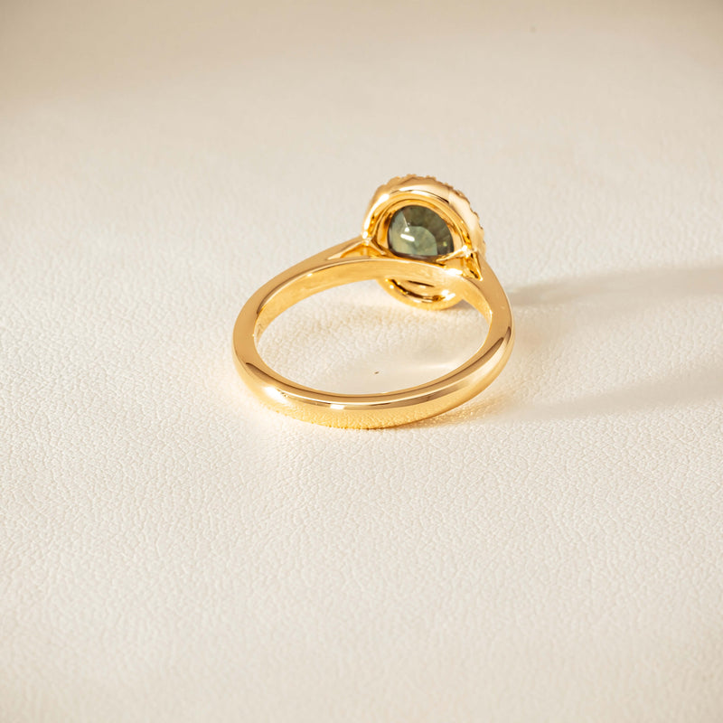 18ct Yellow Gold 2.37ct Green Sapphire & Diamond Nina Ring