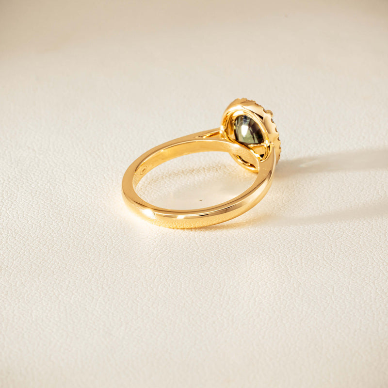 18ct Yellow Gold 2.37ct Green Sapphire & Diamond Nina Ring