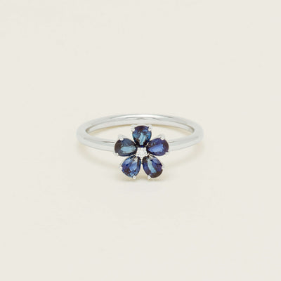18ct White Gold Sapphire & Diamond Forget-Me-Not Ring