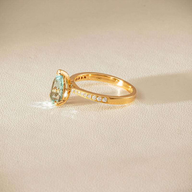 18ct Yellow Gold 1.78ct Aquamarine & Diamond Zenith Ring - Ring - Walker & Hall