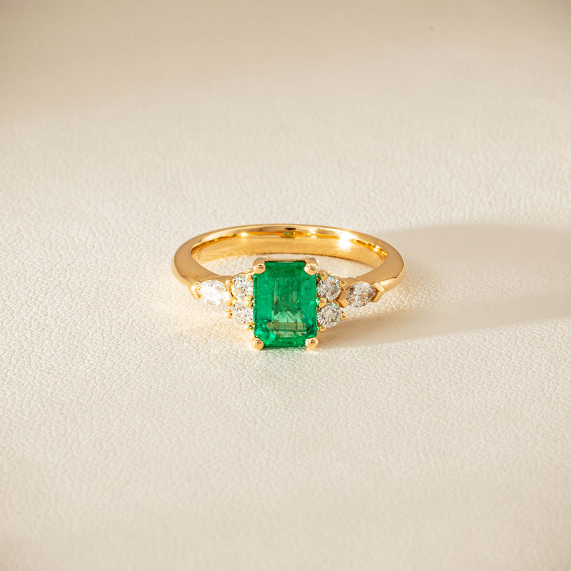 18ct Yellow Gold 1.44ct Emerald & Diamond Oriana Ring - Ring - Walker & Hall