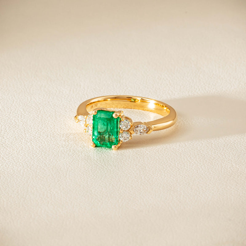 18ct Yellow Gold 1.44ct Emerald & Diamond Oriana Ring - Ring - Walker & Hall