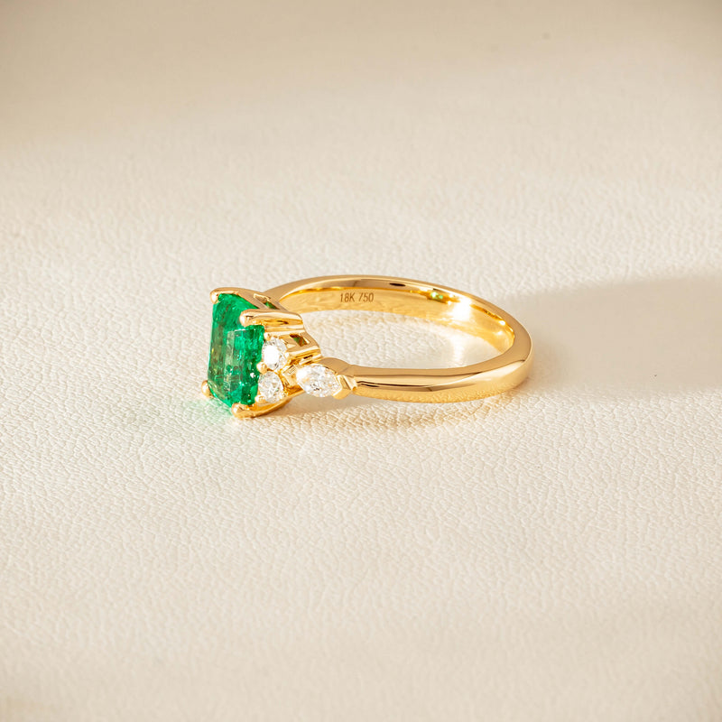 18ct Yellow Gold 1.44ct Emerald & Diamond Oriana Ring - Ring - Walker & Hall