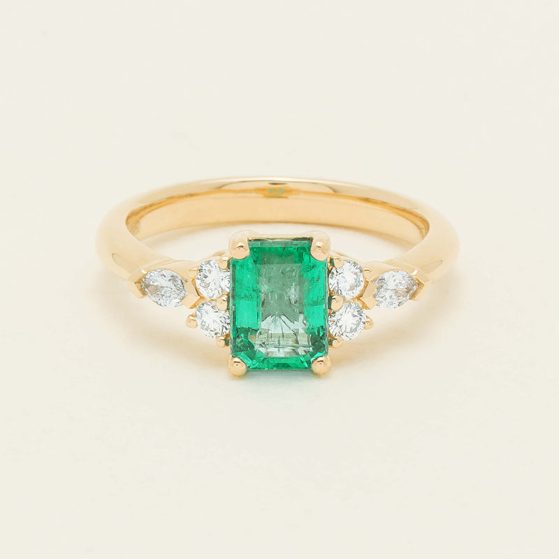 18ct Yellow Gold 1.44ct Emerald & Diamond Oriana Ring - Ring - Walker & Hall
