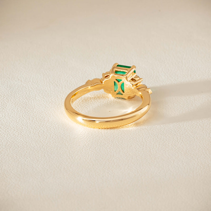 18ct Yellow Gold 1.44ct Emerald & Diamond Oriana Ring - Ring - Walker & Hall